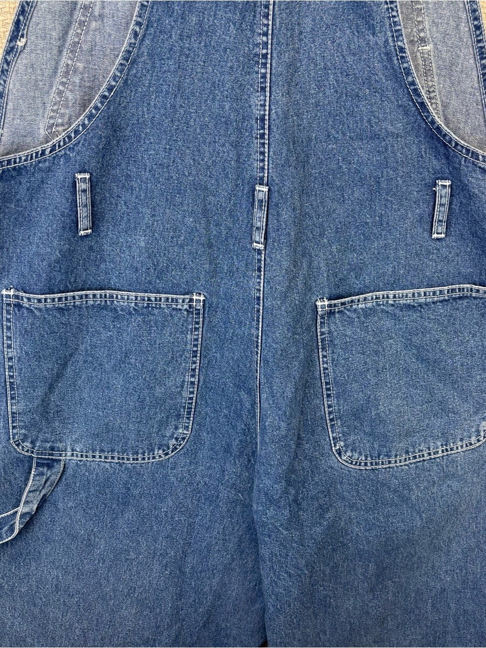 Vtg Revolt Denim Carpenter Bib Overalls Womens Sz 18 Blue Embroidered Boho Y2K - Picture 10 of 12